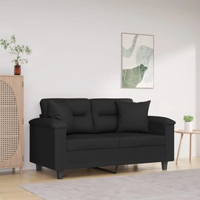 Sofá 2 lugares c/ almofadas 120 cm microfibra preto