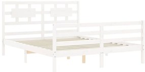 Estrutura de cama com cabeceira 160x200 cm madeira maciça