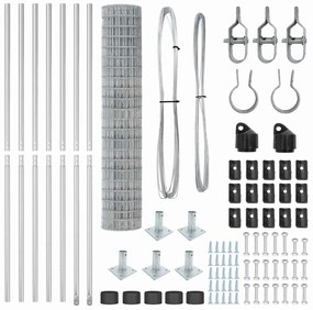 Cercado Euro com 7 postes flangeados, 1,6 x 10m, em aço galvanizado