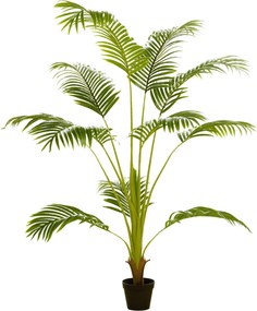 HOMCOM Palmeira Areca Artificial 170cm 11 Folhas Realistas Vaso Plástico Decoração Verde Ø15x170 cm | Aosom Portugal