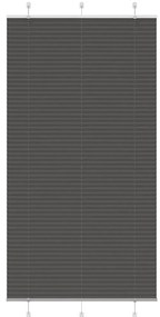 Preto Plissada Cega 105x200 cm Largura Tecido 104,4cm Poliéster
