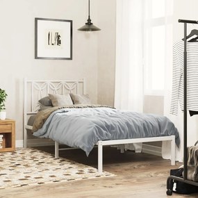 Estrutura de cama com cabeceira 75x190 cm metal branco