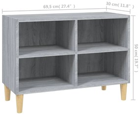 Móvel de TV com pernas de madeira 69,5x30x50 cm cinzento sonoma