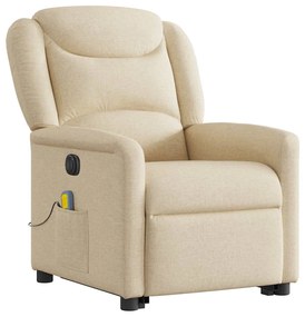 Poltrona elétrica elevatória massagens tecido creme