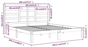 Estrutura de cama super king 180x200 cm madeira maciça branco