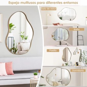 Espelho de parede assimétrico Espelho de toucador com painel traseiro de qualidade superior para sala de estar, casa de banho, sala de jantar 78 x 56,