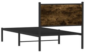 Estrutura de cama com cabeceira 90x190 cm metal carvalho fumado