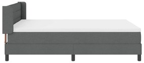 Cama Box com Colchão Cinza Escuro 140x200 cm Tecido, Cabeceira com Des