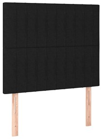 Cama box spring c/ colchão e LED 120x200 cm tecido preto