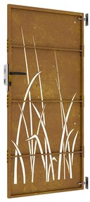 Portão de jardim 85x175 cm aço corten design erva