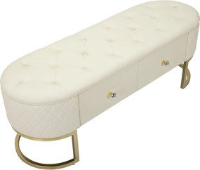 BANCO COM GAVETAS SHARON BRANCO E DOURADO 120X40X43 CM