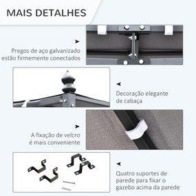 Pérgola de Jardim 4x3m Pérgola Montada na Parede com Toldo e 16 Orifíc