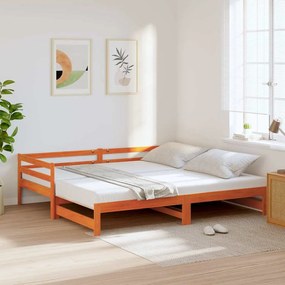 vidaXL Sofá-cama com gavetão 80x200 cm madeira de pinho castanho cera