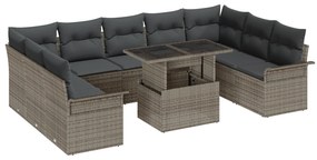 Conjunto de Sofá de Jardim com Almofadas Cinza em Rattan de Polietilen