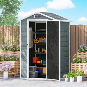 Abrigo de Jardim, 128 x 104 x 196 cm, Porta com Fechadura, Cinzento