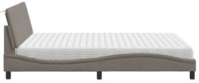 Cama com colchão 160x200 cm tecido castanho-acinzentado