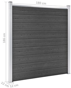 Conjunto de painel de vedação WPC 526x186 cm preto