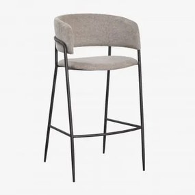 Pack De 4 Bancos Altos Estofados Nalon Negro & ↑75 Cm & Tecido Castanho Areia - Sklum