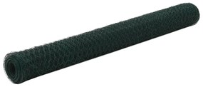 vidaXL Cerca arame galinheiro 25x1,2 m aço c/ revestimento PVC verde