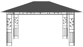 Gazebo c/ mosquiteiro e cordões luzes LED 4x3x2,73m antracite