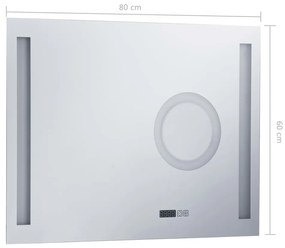 Espelho de parede LED c/ sensor tátil casa de banho 80x60 cm