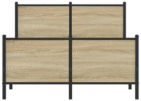 Estrutura de cama sem colchão 120x190 cm metal carvalho sonoma