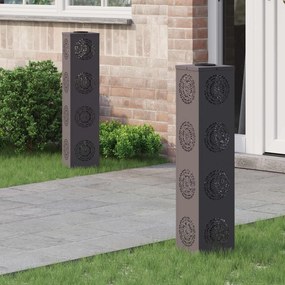 vidaXL Luz Solar LED de Caminho 2 pcs Preto Aço Laminado a Frio