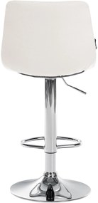 Banco de bar Jerry em couro sintético com estrutura cromada 87-108,5 x 43 x 46,5 cm Branco