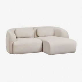 Sofá Modular Chaise Longue Direito De 2 Peças Em Chenille Coquette Chenille Bege Creme - Sklum