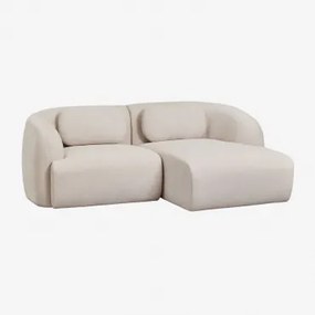 Sofá Modular Chaise Longue Direito De 2 Peças Em Chenille Coquette Chenille Beige Creme - Sklum