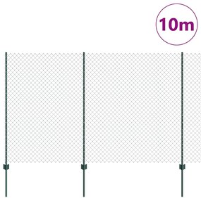 Cerca de Cadeia com 10 Postes U Verde 1.5x10 m Aço