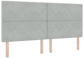 Cama Box com Colchão e Luz LED Cinza Claro 200x200 cm Veludo