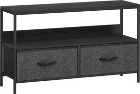 HOMCOM Móvel para Tv Móvel para Televisores Até 47" com 2 Gavetas e Pés em Aço 98x29x56 cm Cinza Escuro | Aosom Portugal