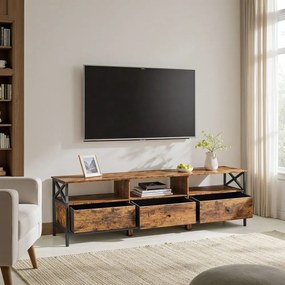 Móvel TV 178 x 40 x 50 cm para televisores até 80 polegadas, amplo espaço de arrumação castanho-preto