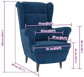 Poltrona veludo azul