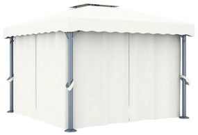 vidaXL Gazebo com cortina 3x3 m alumínio branco nata
