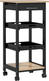 HOMCOM Carrinho de Serviço para Cozinha com 2 Tabuleiros Removíveis Gaveta e Prateleira 37x37x76 cm Preto | Aosom Portugal