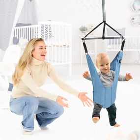 Baloiço de Saltar Bebé com Correas Elásticas Reguláveis para Bebés 6-12 Meses 50 x 50 x 104 - 208 cm Azul