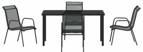 Conjunto de Jantar de Jardim com 5 Peças em Textileno Preto e Aço.