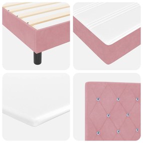 Cama Box com Colchão Rosa 90x200 cm Veludo