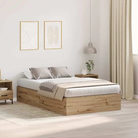 vidaXL Cama de Armazenamento Carvalho Artisan 120 x 200 cm