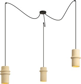 Candeeiro suspenso retro bege 3-luzes - Monti