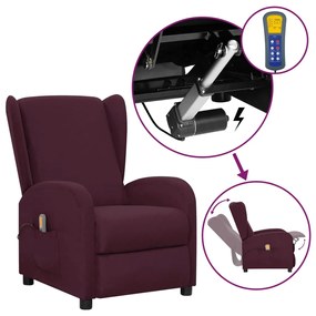 vidaXL Poltrona elevatória de massagens tecido roxo