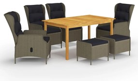 vidaXL 7 pcs conjunto de jantar de jardim castanho