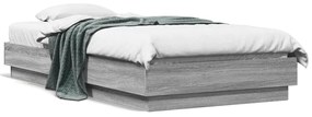 vidaXL Estrutura de cama com luzes LED 75x190 cm cinzento sonoma