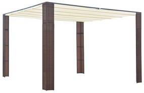 vidaXL Gazebo com teto em vime PE 300x300x200 cm castanho e creme