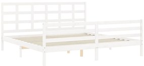 Estrutura de cama com cabeceira 200x200cm madeira maciça branco