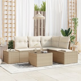 vidaXL Conjunto de Sofá de Jardim de 5 Peças com Almofadas Rattan Poliéster Marrom