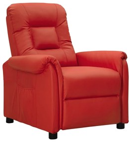 vidaXL Poltrona reclinável couro artificial vermelho tinto