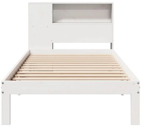 Cama com estante sem colchão 100x200 cm pinho maciço branco